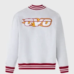 White OVO x NBA Miami Heat Sweatshirt back view featuring a bold OVO flame logo.