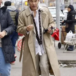 Only Murders in the Building S03 Paul Rudd Beige Trench Coat – Front View.