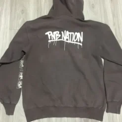 Back view of the PNB Nation Rap Sweatshirt featuring a white graffiti-style PNB Nation logo.