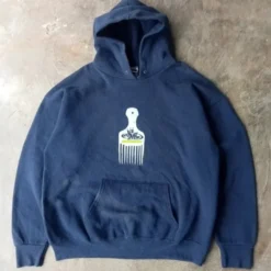 A navy blue PNB Nation Vintage Hoodie featuring a centered afro pick graphic with the PNB Nation logo on the chest.