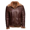 Phan’s Brown Aviator Shearling Jacket - Front View