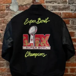 Philadelphia Eagles Super Bowl LIX Black Varsity Jacket – Back View