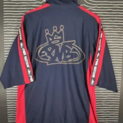 Pnb Nation 90s Hip Hop Vintage Short Sleeve Jacket back view with graffiti-style logo design.