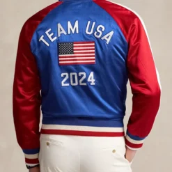 Polo Ralph Lauren Team USA Satin Baseball Jacket Back View