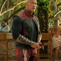 A side profile of the Red One (2024) leather vest, showcasing its structured fit, arm detailing, and textured material.