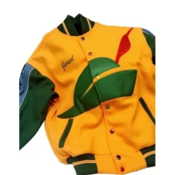 Silicon Valley Pied Piper Jacket with embroidered green hat and "Jared" name on the chest.