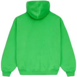 Sp5der Legacy Green Hoodie back view in solid green with a classic hooded design.