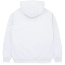 Back view of the Sp5der OG Web Heather Grey Hoodie showing a plain design with minimal detailing.