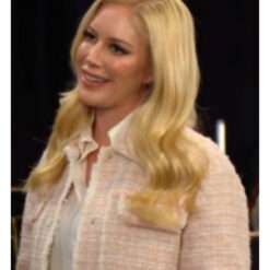 Bold and the Beautiful 2025 Heidi Montag April Episode BOSS Pink Tweed Jacket, a stylish and elegant jacket worn by Heidi Montag in the April 2025 episode.