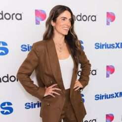 SiriusXM Studio 2025 Nikki Reed Los Angeles California April 24 Brown Blazer, a sleek brown blazer worn by Nikki Reed at the SiriusXM Studio event in Los Angeles.