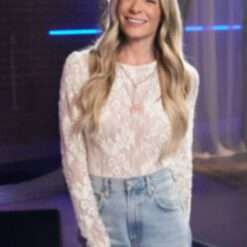 LeAnn Rimes on The Voice Season 27 wears an elegant lace long sleeve top, featuring intricate lace details and a flattering fit, adding a feminine touch to her stage look.
