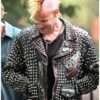 Caught Stealing 2025 Matt Smith Studded Leather Jacket pose