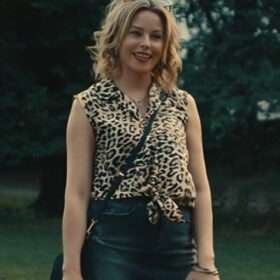 The Better Sister Elizabeth Banks Leopard Sleeveless Top