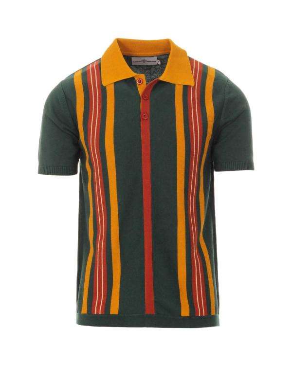 Doctor Who S15 Ncuti Gatwa Tri-Color Striped Polo Shirt 2 Doctor Who S15 Ncuti Gatwa Tri Color Striped Polo Shirt front